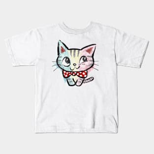 American Shorthair with ribbon Kids T-Shirt